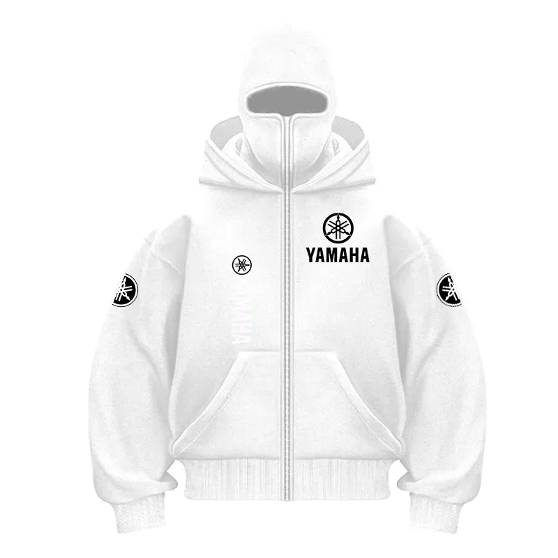 Хлопковая велосипедная маска с логотипом yamaha, толстовка на молнии для мужчин и женщин, осень и зима, новый стиль, модная повседневная велосипедная куртка в стиле ретро — image 9