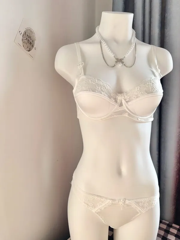 Popular Red Lace Minimizer Bra Set Ladies Half Cup Ultra Thin Big Bust Soft Support Bridal Party Honeymoon Night Out 32-38 Suit — image 9