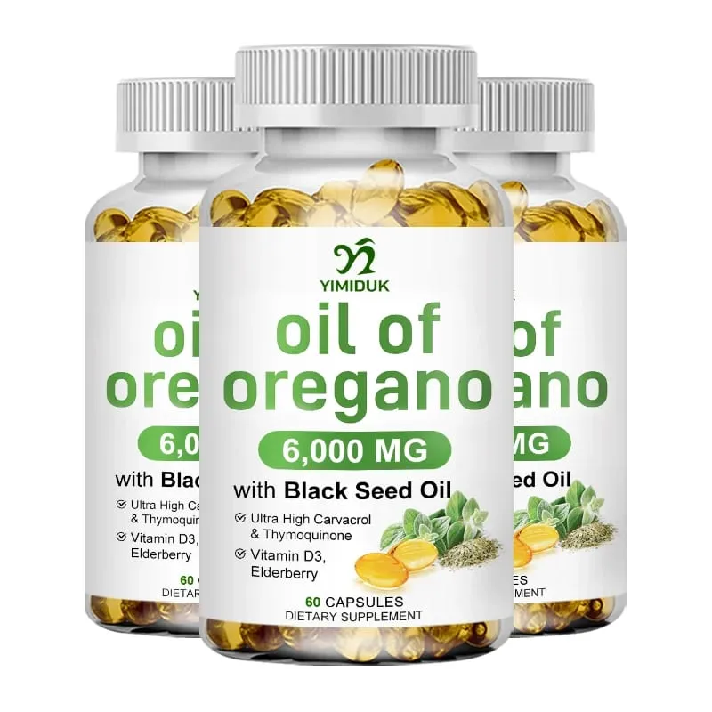 Óleo de orégano + com óleo de semente preta e sabugueiro + vitamina D3 suporta antioxidante e saúde da pele, sistema antibacteriano e imunológico — image 9