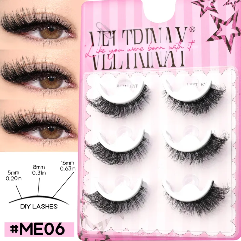 NO Glue Strips Lashes Natural Half Lashes Clear Band Short False Eyelashes Replaceable Eyelash Strips Eye Makeup