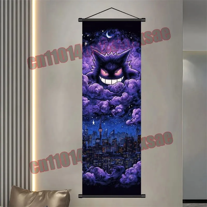 Printed Pokemon Poster Anime Wall Artwork Gengar Eevee Pikachu Images Scroll Paintings Retro Artist Home Living Room Decor