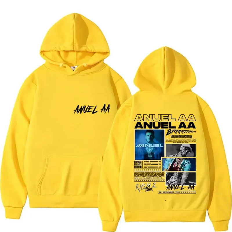 Rapper Anuel AA Rhlm 2 Album 2025 Merch Hoody Men's Clothing Rock Hip Hop Oversized Sweatshirts Winter Casual Long Sleeve Hoodie