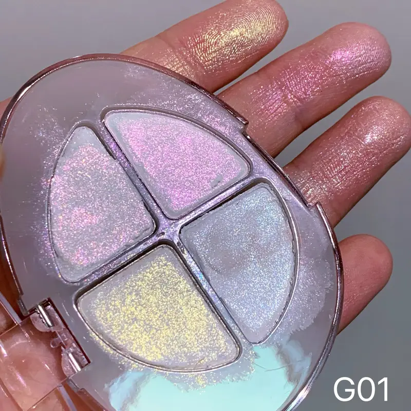 Four-color Eyeshadow Palette Glitter Pearlescent Flash Chameleon Shimmer Highgloss Portable Eye Shadow Eye Makeup — image 2
