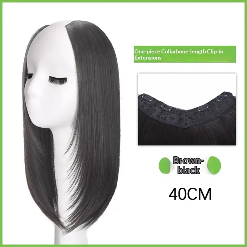 One-Pieces Clip Wig Invisible Synthetic Hair Extensions U-Type Short Straight Extension Women Hairpieces Half Wig Female — image 8