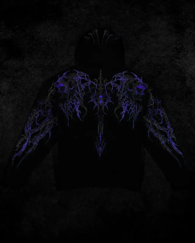 2025New American Style Men's Hooded Sweatshirt Trendy Brand Dark Style Sports Fitness High Street Autumn Winter Men's Sweatshirt — image 9