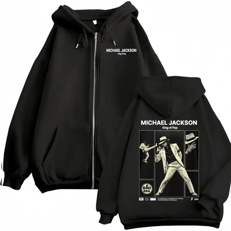 Michael jackson rei do pop zip up hoodies roupas masculinas clássico vintage jaqueta moletom harajuku velo zíper casacos com capuz