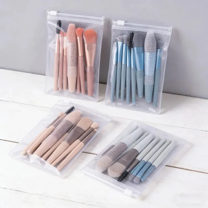 Travel Size 8Pcs Makeup Brush Kit - Soft Hair Blush Eyeshadow Contour Brushes Professional Beauty Tools — image 1