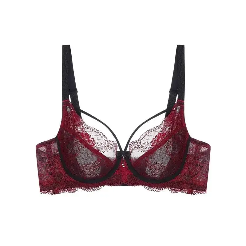 Sexy Minimizer Bra Set Full Cup Ultra Thin Lace Gathered Plus Size 34-42 Big Breast To Small Breast Support Comfort Lingerie — image 9