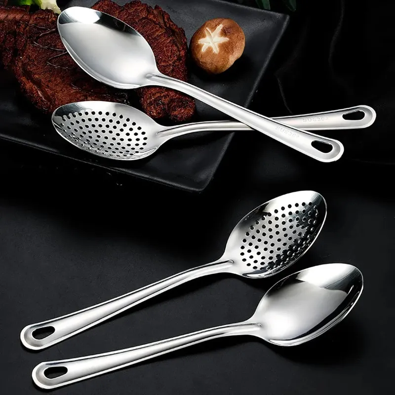 304 Stainless Steel Strainer Spoon Colander Ladle Filter Strainer Food Skimmer Useful Things For Kitchen Gadgets Kitchenware — image 7