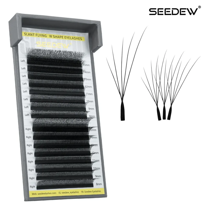 Fox 5D Eyelash Extension W-Shaped Clover Air Serie Cat Eye Volume Fox Eye Lashes Slant Flying False Eyelashes