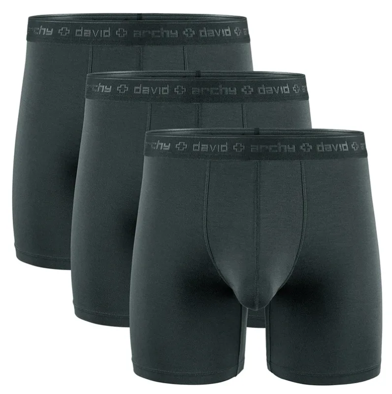 David Archy 3-pack Herrunderkläder Boxershorts Basic MicroModal Soft Andas Herr Dual Pouch Boxers Snabbtorka Sport Fitness