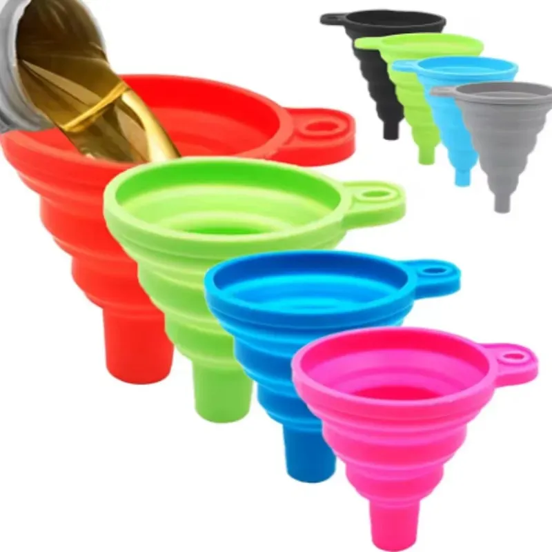 1/3/5/10 pcs S L Folding Silicone Funnel for Filling Bottles Kitchen Silicone Funnel Collapsible Kitchen Gadgets Oil Filler — image 3