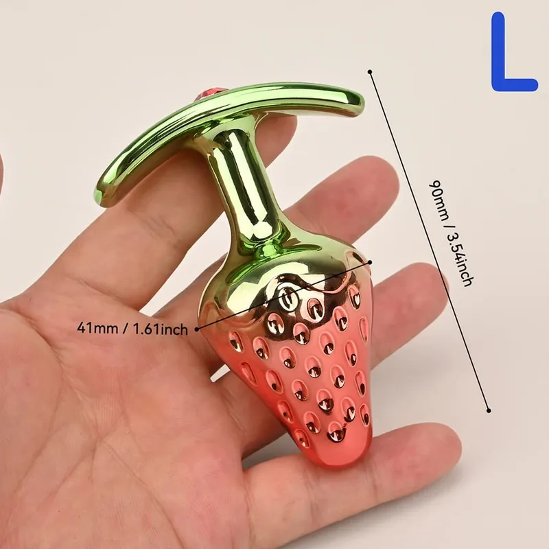 Anus Butt Plug With Diamond Jewel Metal Strawberry-Shaped Anal Sex Toys Trainer Analplug Buttplug Butplug — image 9