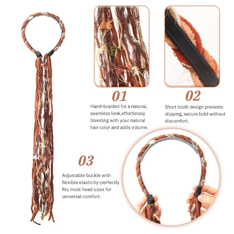 Synthetic Plush Maillard Colored Long Tassel Headband Bohemian Hair Accessory Suitable for Women's Parties — image 5