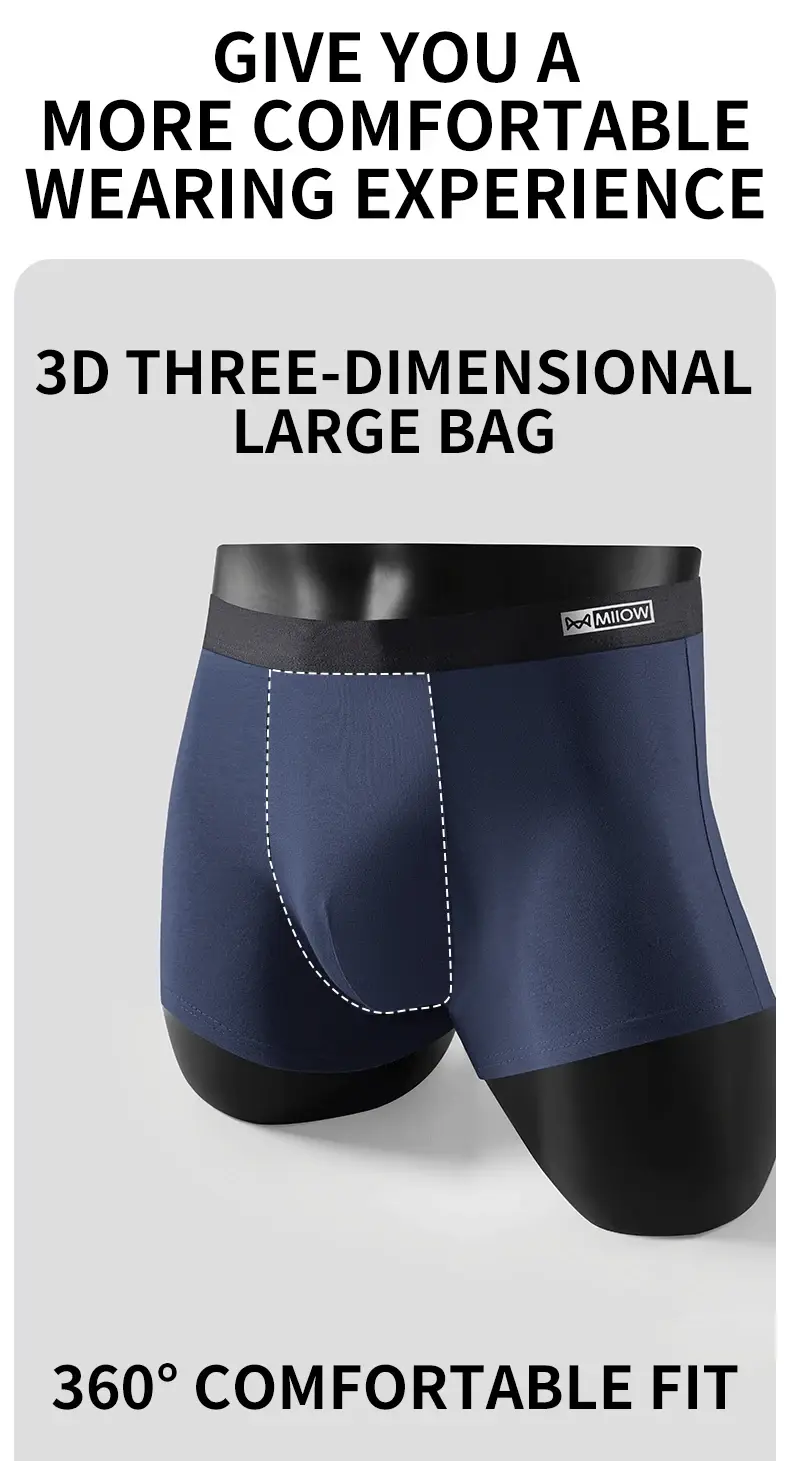 Miiow 3 pçs algodão roupa interior masculina antibacteriana virilha calcinha masculina respirável homem cuecas sólidas confortáveis cuecas boxer — image 6