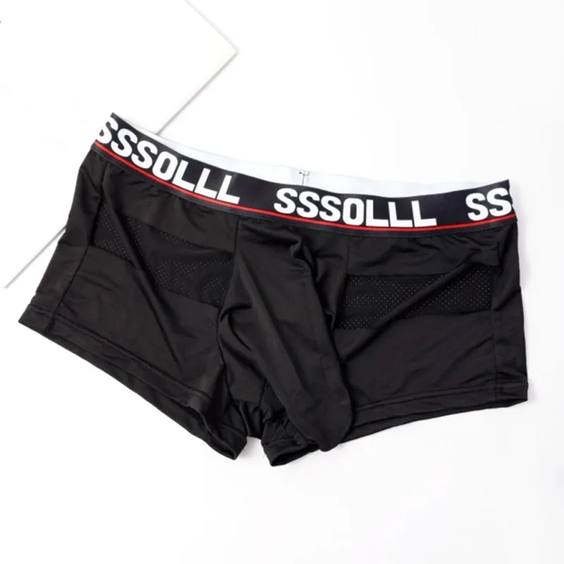 Men Breathable Mesh Boxer Shorts Soft Flat Corner Elephant Nose Trunks Underwear For Daily Wear Classic Letter Print Panties