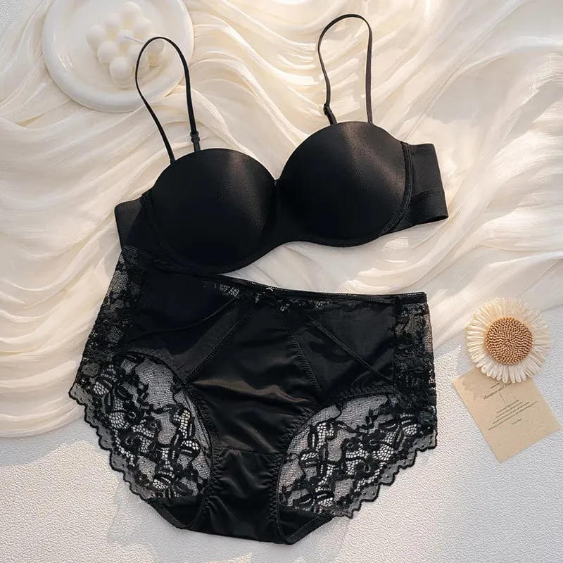 Bra Panties 1/2 Cup Thin Fashion Young Girls Fashion Intimates Push Up Gather Beauty Back Underwear Multiple Halter Lingerie Set — image 7
