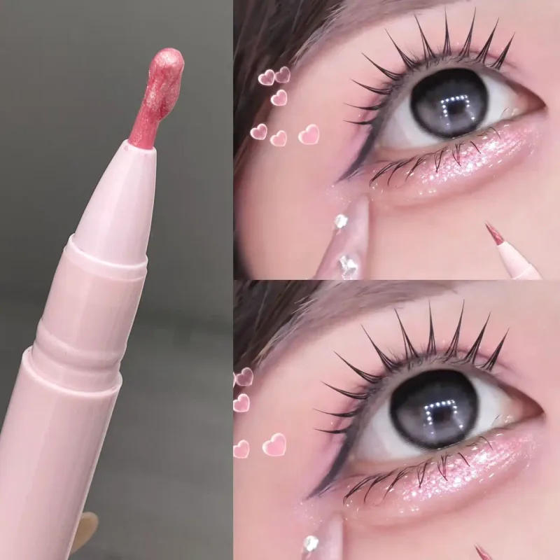 Peach Pink Lying Silkworms Eye Highlighter Liquid Pearly Glitter Shimmer Moisturizing Eyeshadow Brighten Eye Liner Korean Makeup — image 3