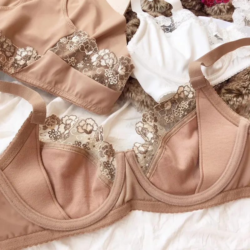 75-95 BCDEFG Summer New thin Floral Embroidery Push Up Women Sexy Underwear Sets Bra And Panty Lingerie Intimates — image 6