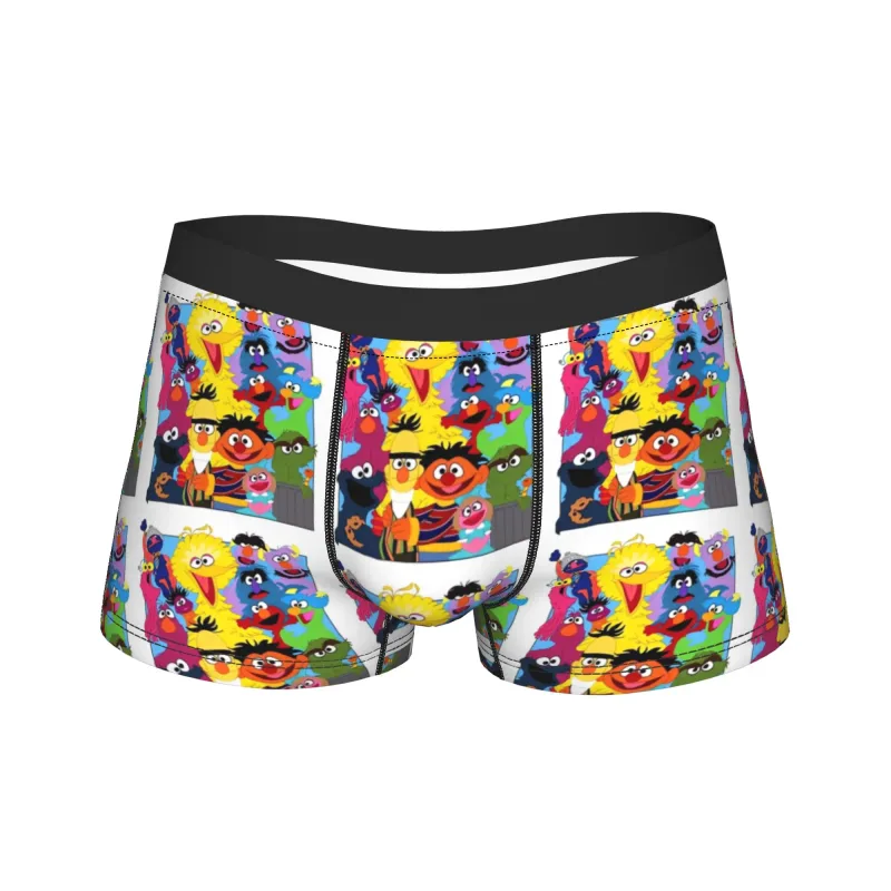 S-Sesames Streets Tango Elmo & Grover Cueca masculina Shorts Cuecas Boxershorts engraçados Qualidade Aduaneira Calcinhas Oversize — image 20