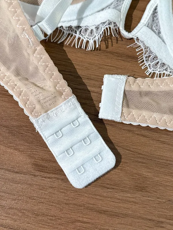 French Lace Eyelash White Bralette And Panties Set Women's Summer Thin Sexy Pure Desire Underwear Two-Piece Set — image 2