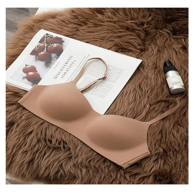 Soft Comfort Wireless Bra Thin Cup Elastic Material Push Up Bra Elastic Gathered Design Seamless Bra Lingerie Beauty — image 3