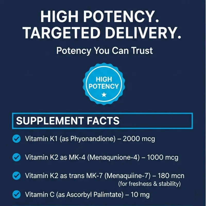 Vitamin K2 (MK-4 & MK-7) Capsules High Absorption Supplement for Bone Density Teeth Joint Cardiovascular & Immune Health — image 2