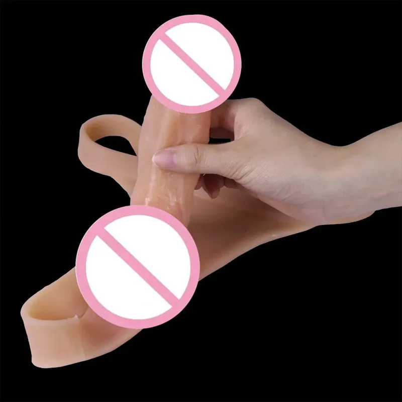 Cinta em vibrador para lésbicas gay wearable oco sólido pênis mangas bdsm pau vibrador calças strapon pênis brinquedos sexuais para casal mulher — image 4