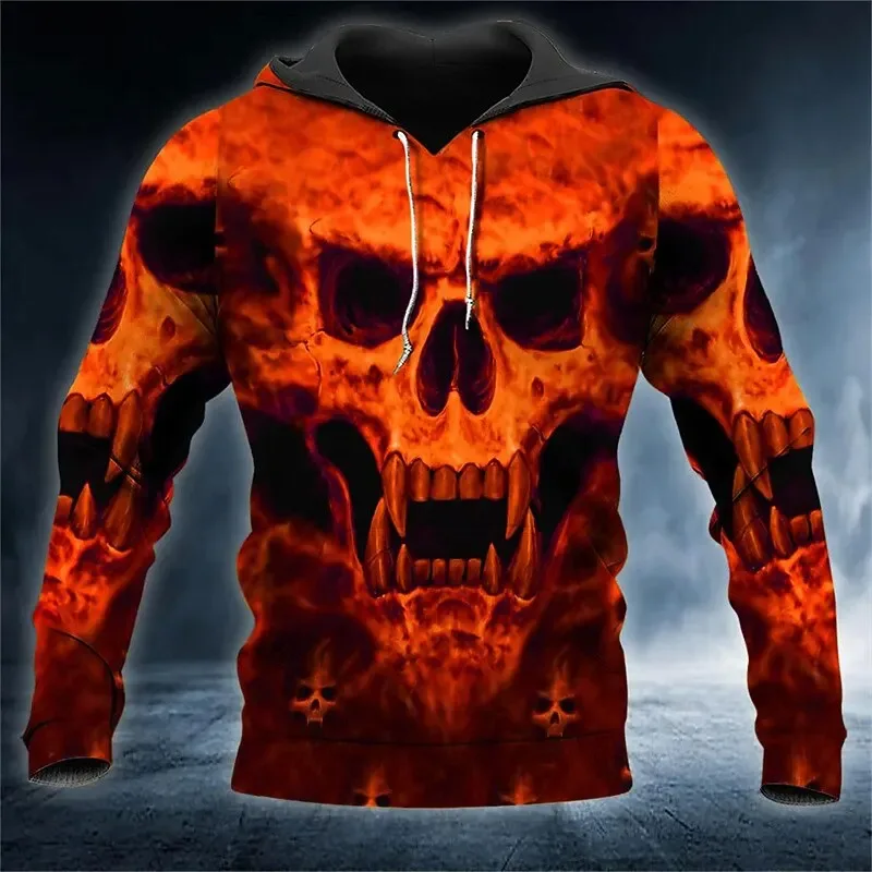 Men's Skull 3D Printed Hoodie, Halloween Horror Graphic Hooded Sweatshirt, Gothic Casual Streetwear Pullover Nangungunang Mga Damit ng Lalaki — image 8