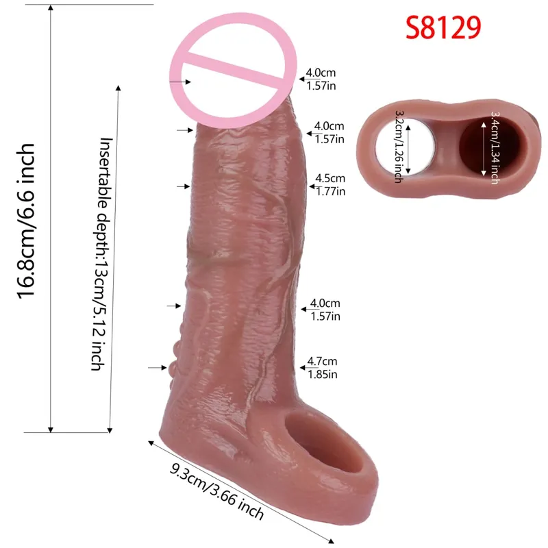 Close Head Realistic Penis Sleeve Szexjátékok férfiaknak Késleltetett magömlés Púshosszabbító Pároknak Sex Pleasure Sexshop — image 22