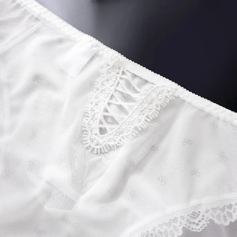 Sexy Lace Mens Briefs 3D Pouch Floral Edge High Elastic Sweet Heart Bow Print Mesh Splicing Underwear — image 13