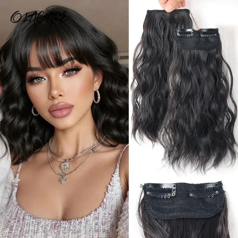Synthetic Invisible Seamless Hair Pads Clip In One Piece Increase Hair Volume Hair Extensions Top Side Cover Hairpiece — image 1