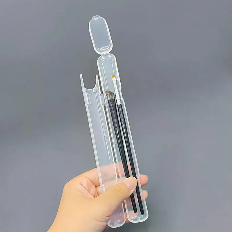 1PCS Portable Transparent Makeup Brush Storage Box With Cover Eyebrow Pencil Makeup Brushes Organizer Chopstick Case Beauty Tool — image 6
