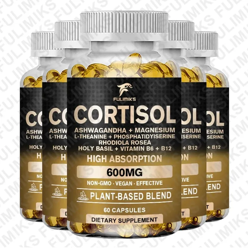 Cortisol Supplement Helig Basilika | Ashwagandha | Rhodiola | L-Theanine Växtbaserad hormonbalans - humörfokus & sömnstöd