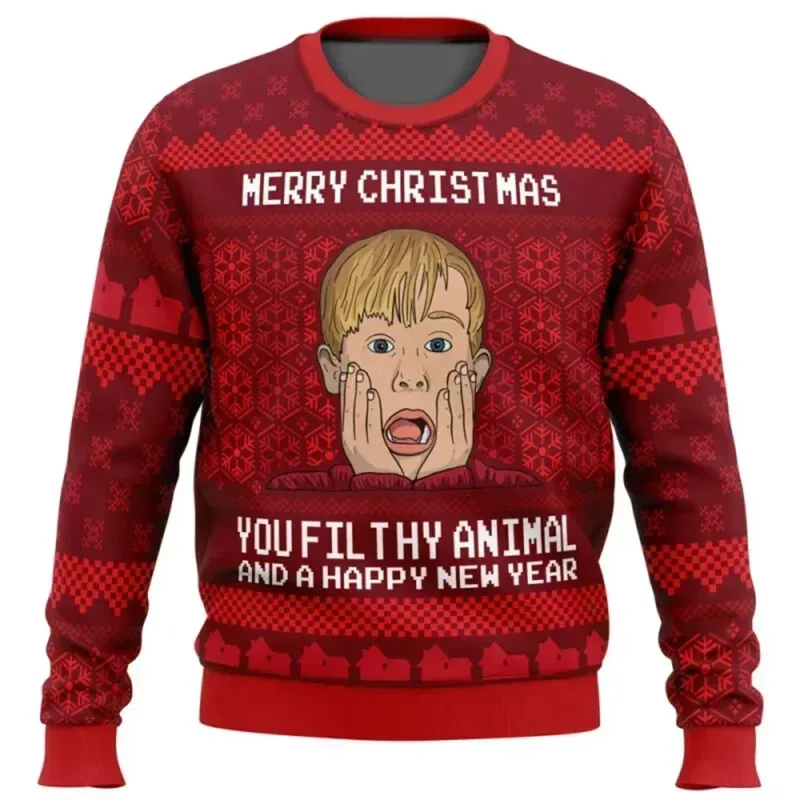 Home Alone Ugly Christmas Sweater Men Women Pullover Hot Sale Round Neck Long Sleeve Top Christmas Clothing 3D Funny Printed — image 2