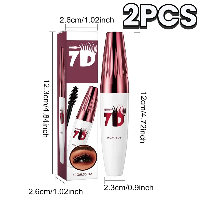 7D Black Mascara for Multi-Dimensional Volume Silk Fiber Lash Extension Waterproof Smudge-proof Long Lasting Eye Makeup Cosmetic — image 7