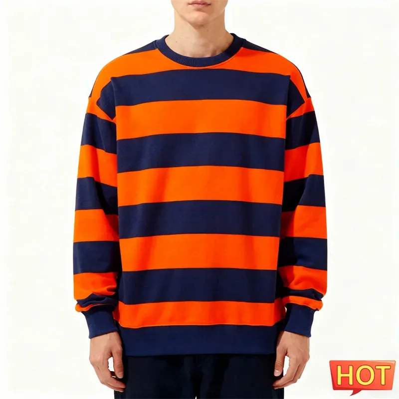 Moletons gráficos listrados simples para homens moda na moda manga longa 3D impresso moletom feio casual pulôveres de grandes dimensões — image 9