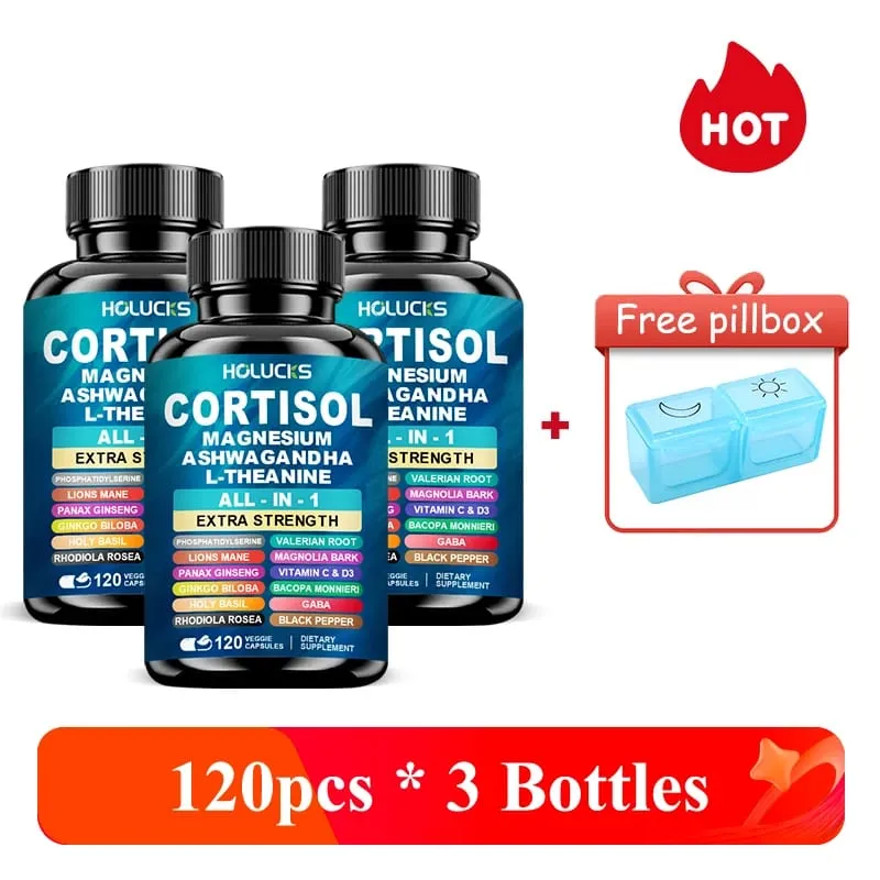 Natural Cortisol Supplement Support Enhances Cognitive Function Memory Reduces Nighttime Awakening & Morning Anxiety Vegan