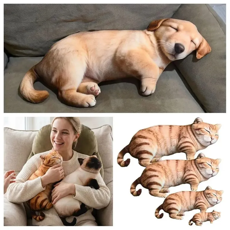 Plush Material Animal Body Pillow PP Cotton Filled Soft Texture Poultry Throw Pillows Cat Pattern 40cm Size — image 2