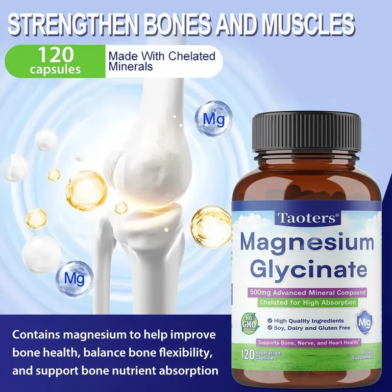 Magnesium Glycinate Capsules 500 Mg of Mineral Chelate To Enhance Absorption and Support Bone Nerve and Heart Health — image 6