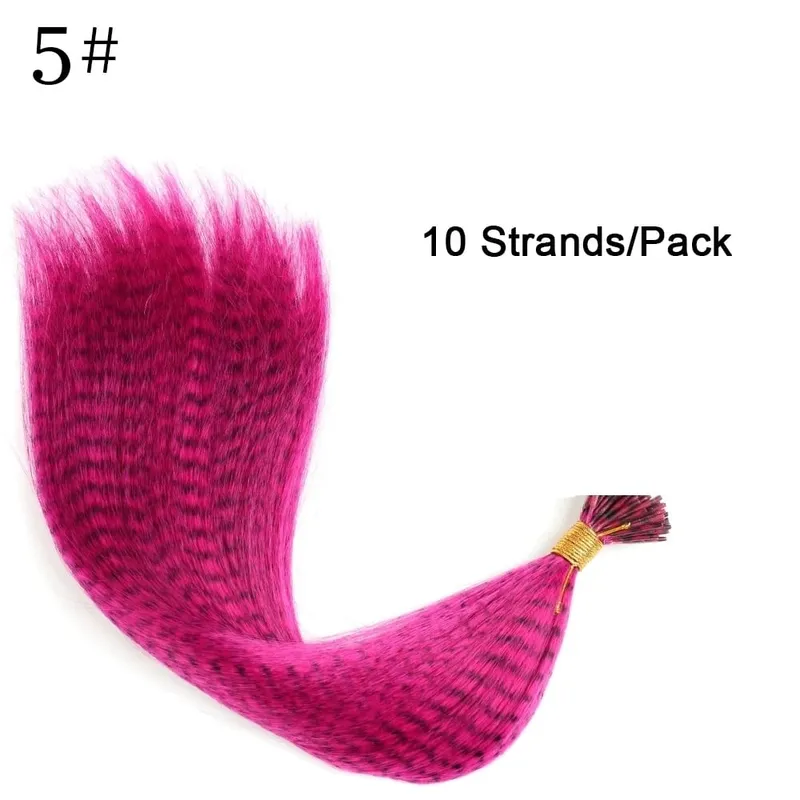 Synthetic Colored I-Tip Faux Feather Hair Extensions 16" 10 Strands/Pack Women's Heat Resistant Fiber Wig Accessories — image 11