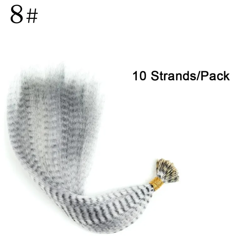 Synthetic Colored I-Tip Faux Feather Hair Extensions 16" 10 Strands/Pack Women's Heat Resistant Fiber Wig Accessories — image 14
