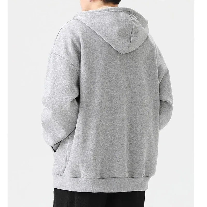 1pcs Mens Zipper Hoodies Autumn Winter Womens Thick Velvet Long Sleeve Hooded Sweatshirt Fashion Casual Couple Outfit Sportwears — image 4