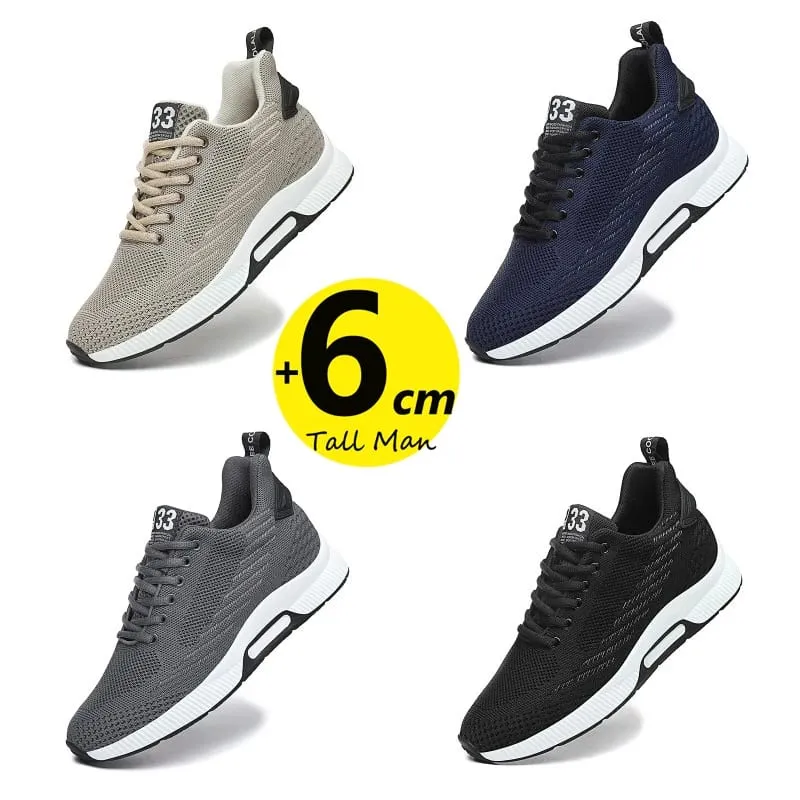 Sneakers Men Height Increase Insoles 6cm Elevator Shoes Chunky Taller Heel Lift Plus Size 37-46 — image 2