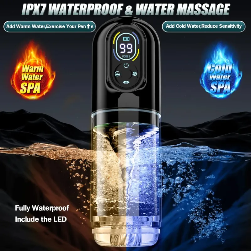 Automatic Male Masturbator 9 Vibrating Thrusting Rotation Sucking Licking Modes LED Display Penis Pump Sex Toys for Men