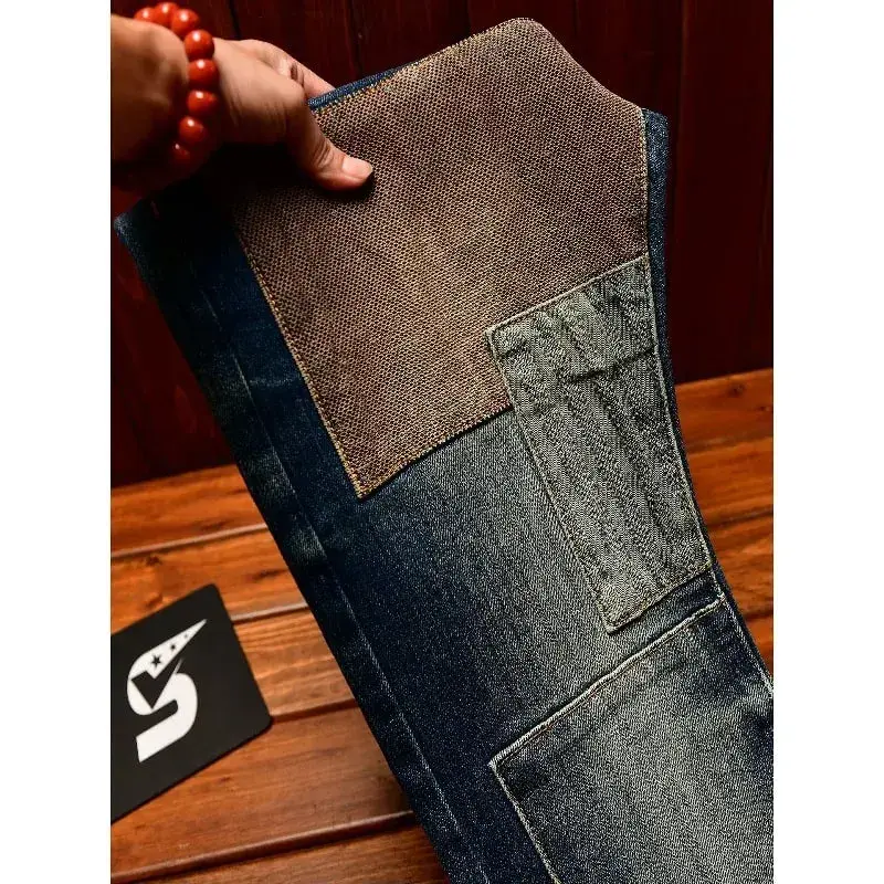 Y2K Street Fashion Designer Men Jeans High Quality Retro Blue Stretch Slim Fit Ripped Jeans Men Brand Vintage Denim Pants — image 5