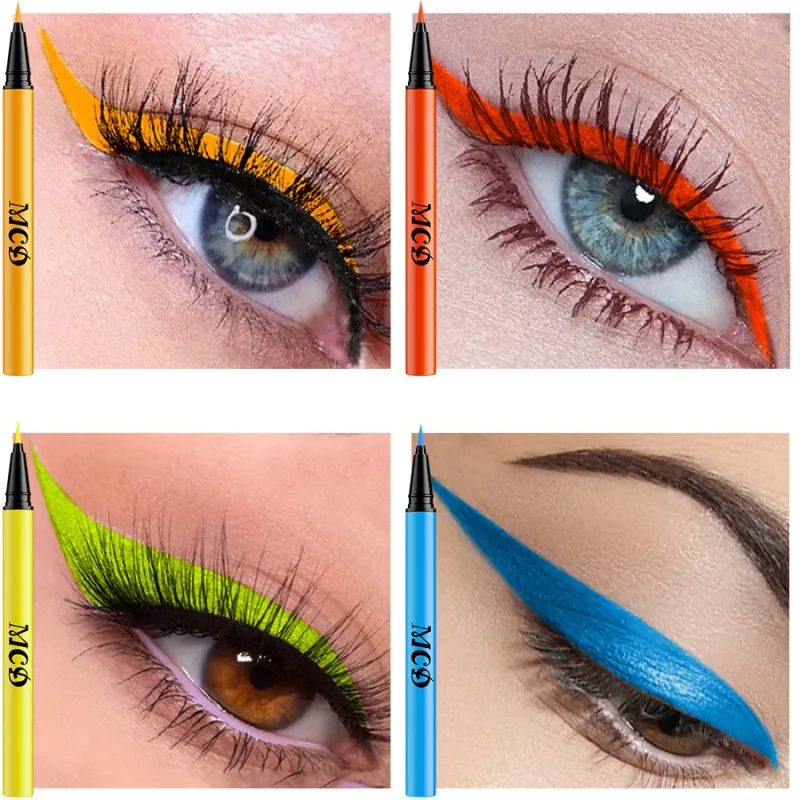 1PC UV Light Neon Eyeliner Pen Eyes Makeup Blue Green Waterproof Liquid Color Eye Liner Pencil Make Up Cosmetics Yellow Purple — image 5