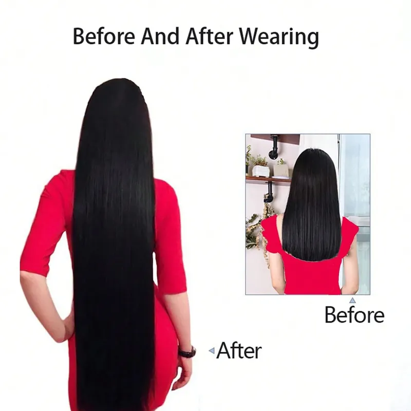 JKL Synthetic 5 Clip In Hair Extensions Long Straight Hairstyle Hairpiece Black Brown Blonde 80CM Natural Fake Hair For Women — image 5