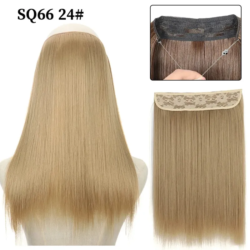 16/22inch Invisible Wire Hair Extensions Headband Adjustable Size Natural Long Straight Hairpiece Synthetic Hair Piece for Women — image 11