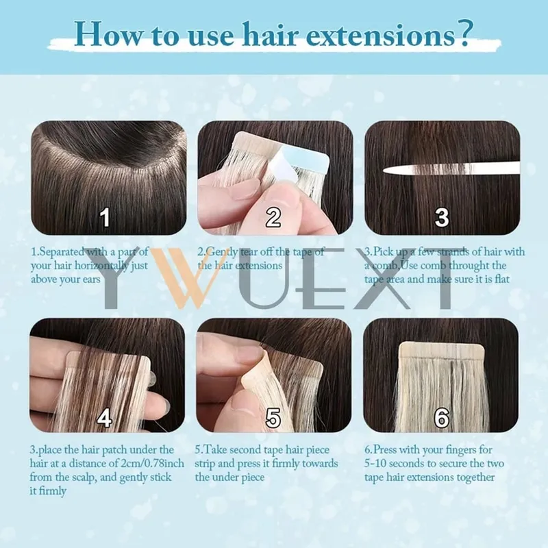 30g Real Human Hair Tape in Extensions 12''-24'' Natural Straight Seamless Tape Hair On Double Sided Tape 20pcs for Women — image 5